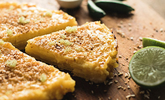 Finger lime and Coconut Tart - Dairy and Gluten Free